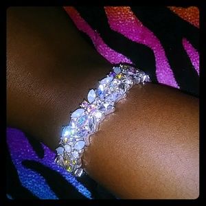 Silver diamond bracelet.